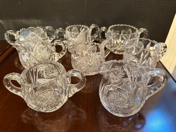 Collection Of 4 Sets Vintage Cut Glass Sugar And Creamers