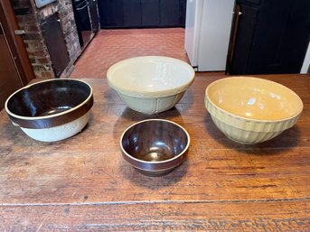 Four Vintage Stoneware Batter Bowls