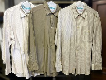 Three Cotton Button Down Shirts- Joseph Abboud & Zanella-Size XL