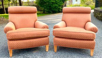 A Pair Of Deco Revival Upholstered Arm Chairs