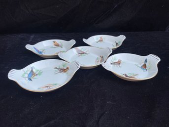 Lourioux Bird Le Faune French Porcelain Gratin Dishes - Set Of 5