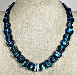 Signed LAGUNA Aurora Borealis Crystal Beaded Choker Necklace`