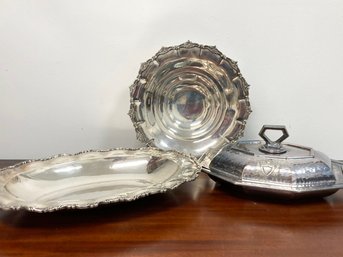 Vintage Sterling Plated And Silver Plated Serving Ware