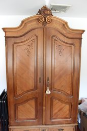 Antique Armoire Carved Solid Wood  48 Wide 89 Tall 23 Deep