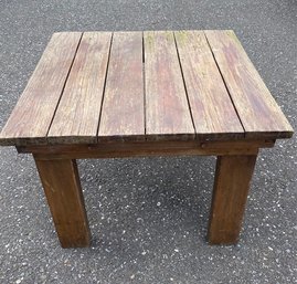 Small Weathered (Teak?) Outdoor Accent Table