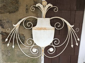 Wonderful Large Vintage - All Hand Made Wrought Iron Decorative Piece - Urn With  Vines And Flowers - WOW !