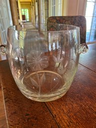 Glass Ice Bucket With Hand Blown Handles