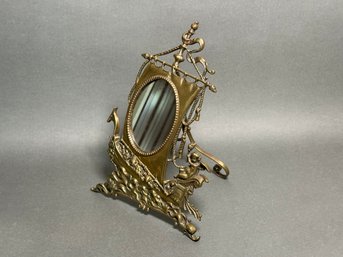 Antique Victorian Cherub Sailboat Gilt Mirror