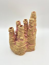 Unique Multi-Bud Pottery Vase Signed By Artist