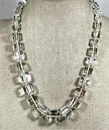 Vintage Square Beaded Rock Crystal 16' Long Necklace