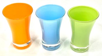 Trio Of Pastel Fluted Shot Glasses