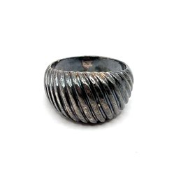 Vintage Sterling Silver Large Ribbed Ring, Size 6.5
