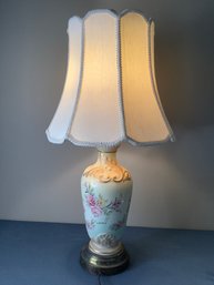 S Papale Signed Floral Table Lamp