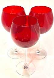 Vintage Trio Of Tilly Balloon Wine Glasses By Crate & Barrel