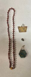 Three Pendants  Cloisonne Tei Necklace Bougent In China 1980s.    PW-D3