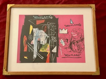 Jean-Michel Basquiat And Andy Warhol, 'New Flame' 11 X 14 Reproduction Print In Stunning VIntage Frame