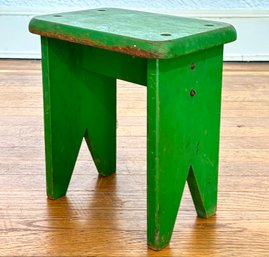 A Rustic Painted Pine Footstool