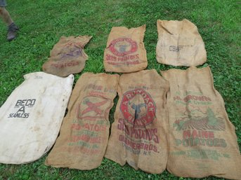 Lot #2 Potato Grain And Airplane Seed Potatoes Burlap Sacks