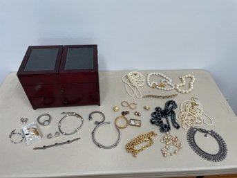 Jewelry Box And Jewelry Lot