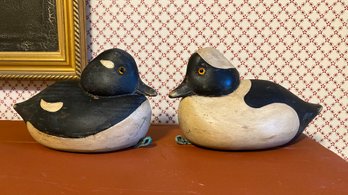 Rare Pair Bufflehead Decoys Handmade 5x9x5in Handmade Circa 1950s