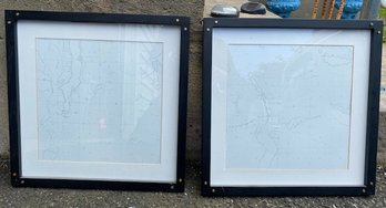 Pairing Of Nautical Charting Maps - Professionally Framed