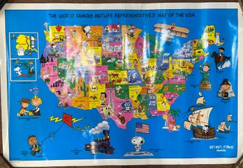 1997 Snoopy The World Famous Metlife Represents Map Of USA Poster