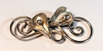 Vintage Sterling Silver Calla Lily Brooch