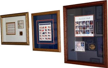 Framed Commemorative Stamps - 'B' Stars And Stripes, Loveland, Classic American Dolls