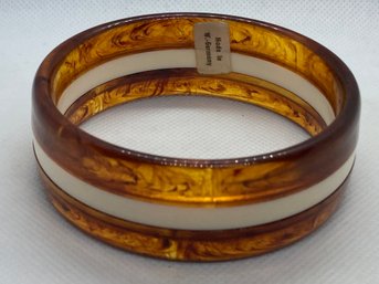 Vintage Circa 1960s Mid Century Modern Tortoise Lucite Runway Bangle Bracelet- West German