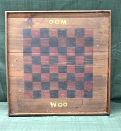 Primitive Pine Chess And Checker Board Marked Woo On Two Sides