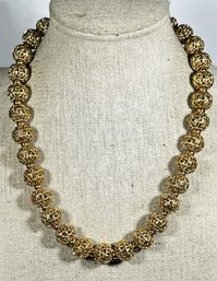 Vintage Gold Tone Beaded Signed MONET Choker Necklace