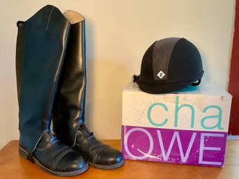 Charles Owen GR8 Riding Hat & Riding Booties With Half Chaps (size 10)