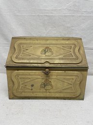 Vintage Metal Bread Box With Latch