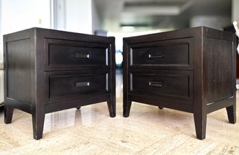 A Pair Of Modern Nightstands By Crate & Barrel