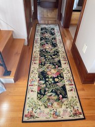 Traditional Hand Stitched Asian Floral Runner, Vintage