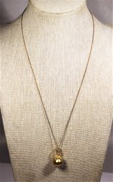 Gold Over Sterling Silver Chain Pendant Faux Pearl 18' Long