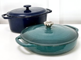 A Pairing Of Enameled Cast Iron Pots - Lodge And Innova