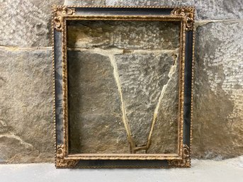 Large Black And Gilt Wooden Frame With Linen Mat