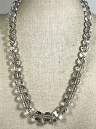 Vintage Rock Crystal Beaded Necklace Sterling Silver Chain