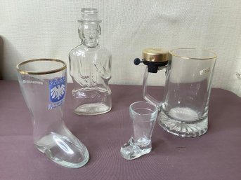 Mixed Glass Beer Cups Lot Of 4