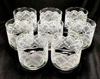 Vintage White Lace Juice Glasses By Libbey Glass Co.