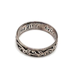 Vintage Sterling Silver Etched Flower Ring, Size 6.75