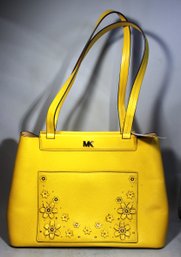 Never Used Michael Kors 'Meredith' Sunflower Leather Tote Purse Bag In Yellow