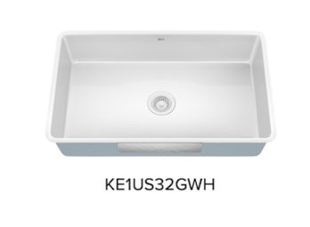 Kraus Pintura Undermount 31.5-in X 19-in White Porcelain Single Bowl Kitchen Sink Model # Ke1us32gwh