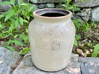 Antique 3 Gallon Crock With The Number 3 Stamped In Black