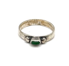 Vintage Sterling Silver Green Stone Ring, Size 7.75