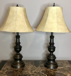 Pair Of Stylish Table Lamps With Distressed Finish