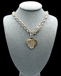 Vintage TIFFANY & CO Sterling Silver Heart Pendant On Thick Chain Necklace