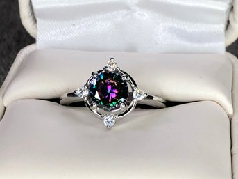 Fabulous Brand New - STERLING SILVER / 925 Ring With Mystic Topaz - Super Unusual Stone - Such Pretty Colors