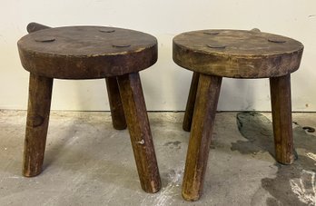 Two Wooden Milking Stools